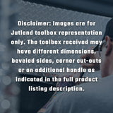 Jutland Underbody Toolbox, 18" x 18" x 32", Driver Side, Beveled, Corner Cutout Diamond Plate Aluminum