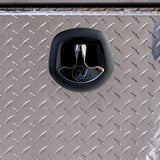 Jutland Underbody Toolbox, 18" x 18" x 32", Driver Side, Beveled, Corner Cutout Diamond Plate Aluminum